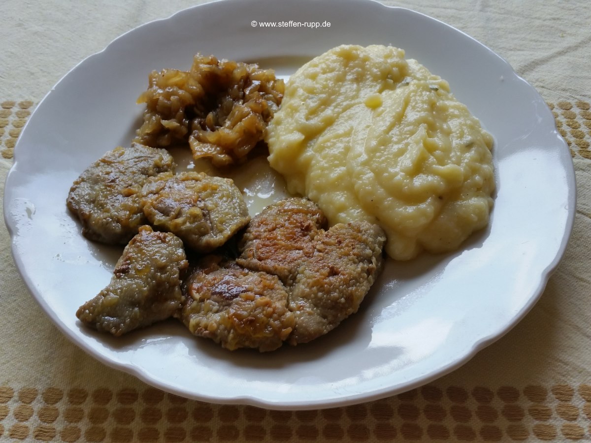 Kaninchenleber mit Kartoffelbrei